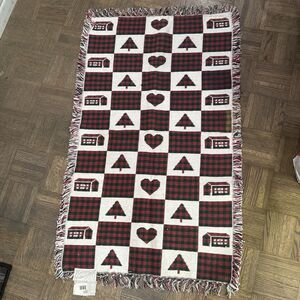 Vintage 1993 Hayim Company Christmas Cotton Hand Woven Rug India  48”x28”